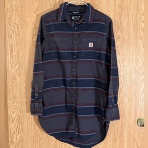 Carhartt Rugged Flex Relaxed Fit Heavy Flannel Gray and Red Plaid Shirt Jacket